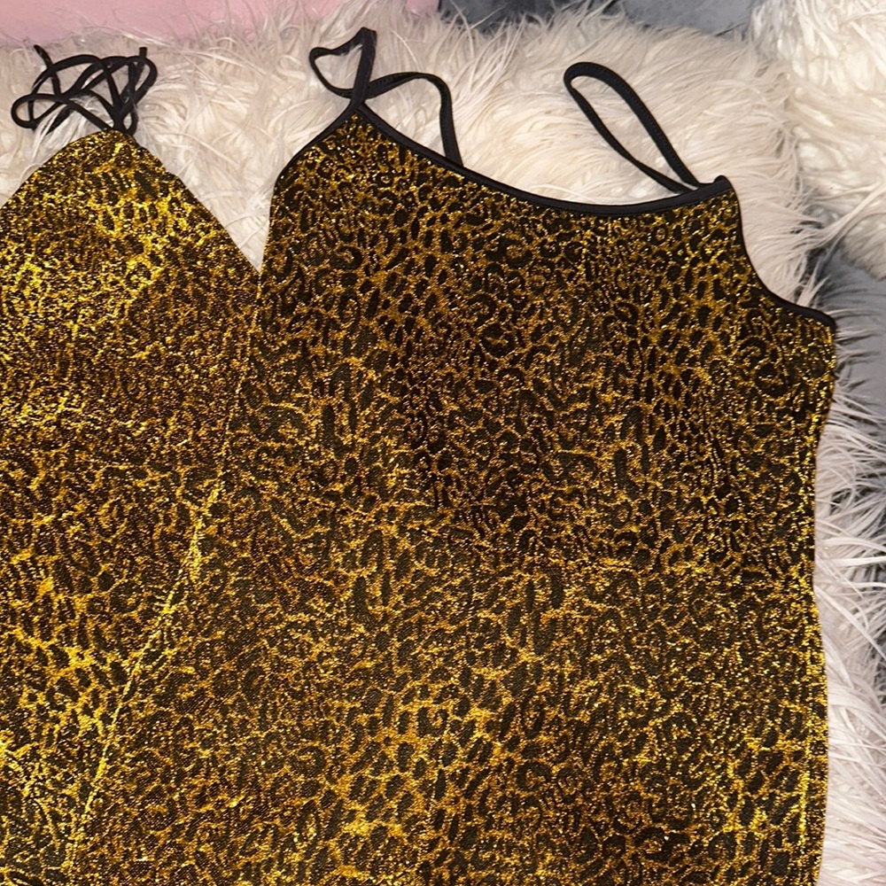 Yellow gold leopard print dress
